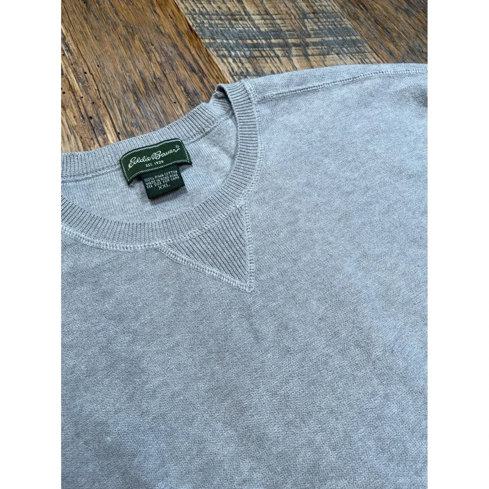 Eddie Bauer Mens Crewneck Sweater Light Gray Long Sleeve Pullover Size Medium‎